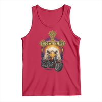 Christian Biker I Ride With Jesus Tank Top Religious Faith Motorcycle Rider Eagle - Wonder Print Shop