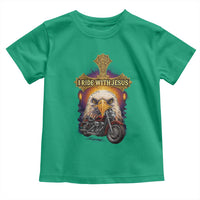 Christian Biker I Ride With Jesus Toddler T Shirt Religious Faith Motorcycle Rider Eagle - Wonder Print Shop