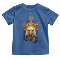 Christian Biker I Ride With Jesus Toddler T Shirt Religious Faith Motorcycle Rider Eagle - Wonder Print Shop
