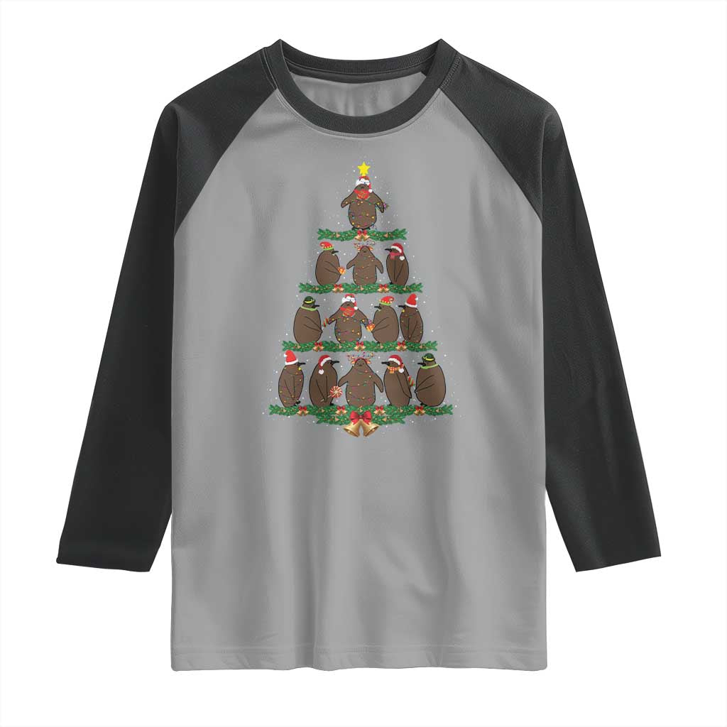 Funny Pesto Christmas Penguin Christmas Tree Raglan Shirt - Wonder Print Shop