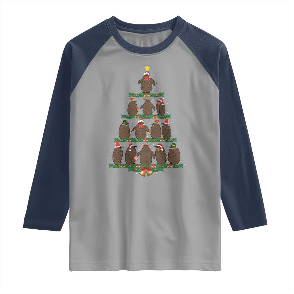 Funny Pesto Christmas Penguin Christmas Tree Raglan Shirt - Wonder Print Shop