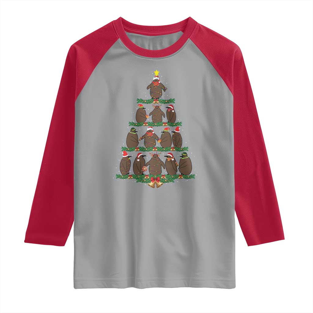 Funny Pesto Christmas Penguin Christmas Tree Raglan Shirt - Wonder Print Shop