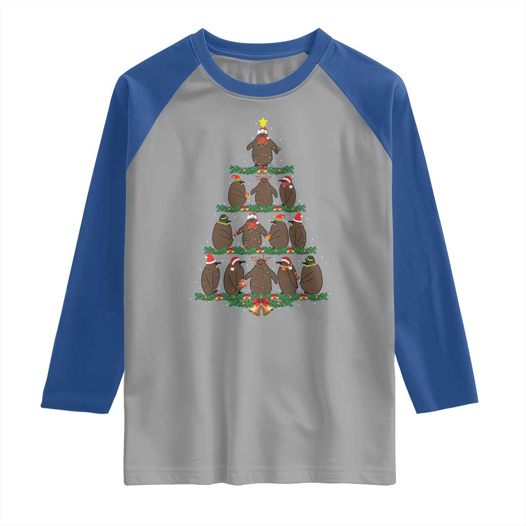 Funny Pesto Christmas Penguin Christmas Tree Raglan Shirt - Wonder Print Shop