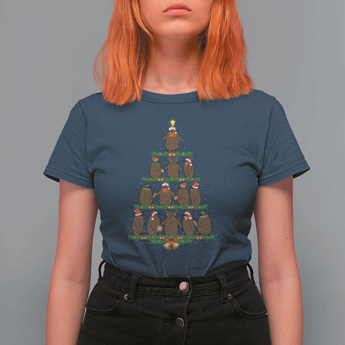 Funny Pesto Christmas Penguin Christmas Tree T Shirt For Women - Wonder Print Shop