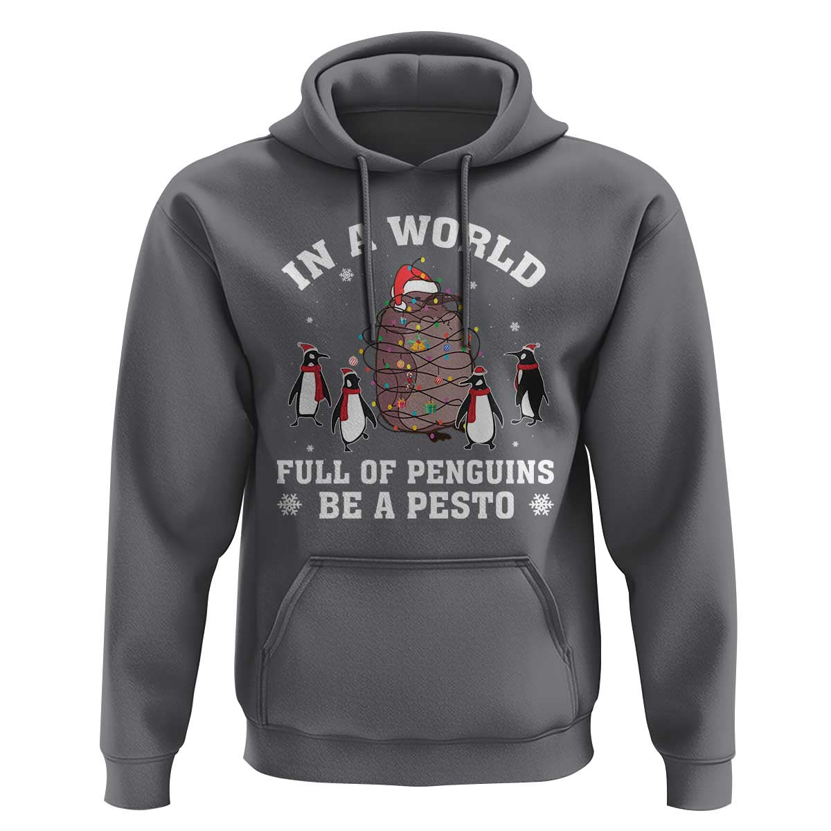 Funny Pesto Christmas Penguin Hoodie In A World Full Of Penguins Be A Pesto Xmas Santa Hat