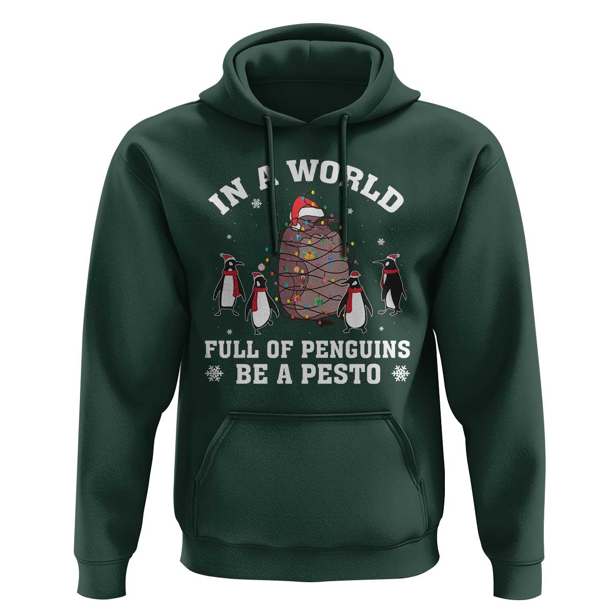 Funny Pesto Christmas Penguin Hoodie In A World Full Of Penguins Be A Pesto Xmas Santa Hat