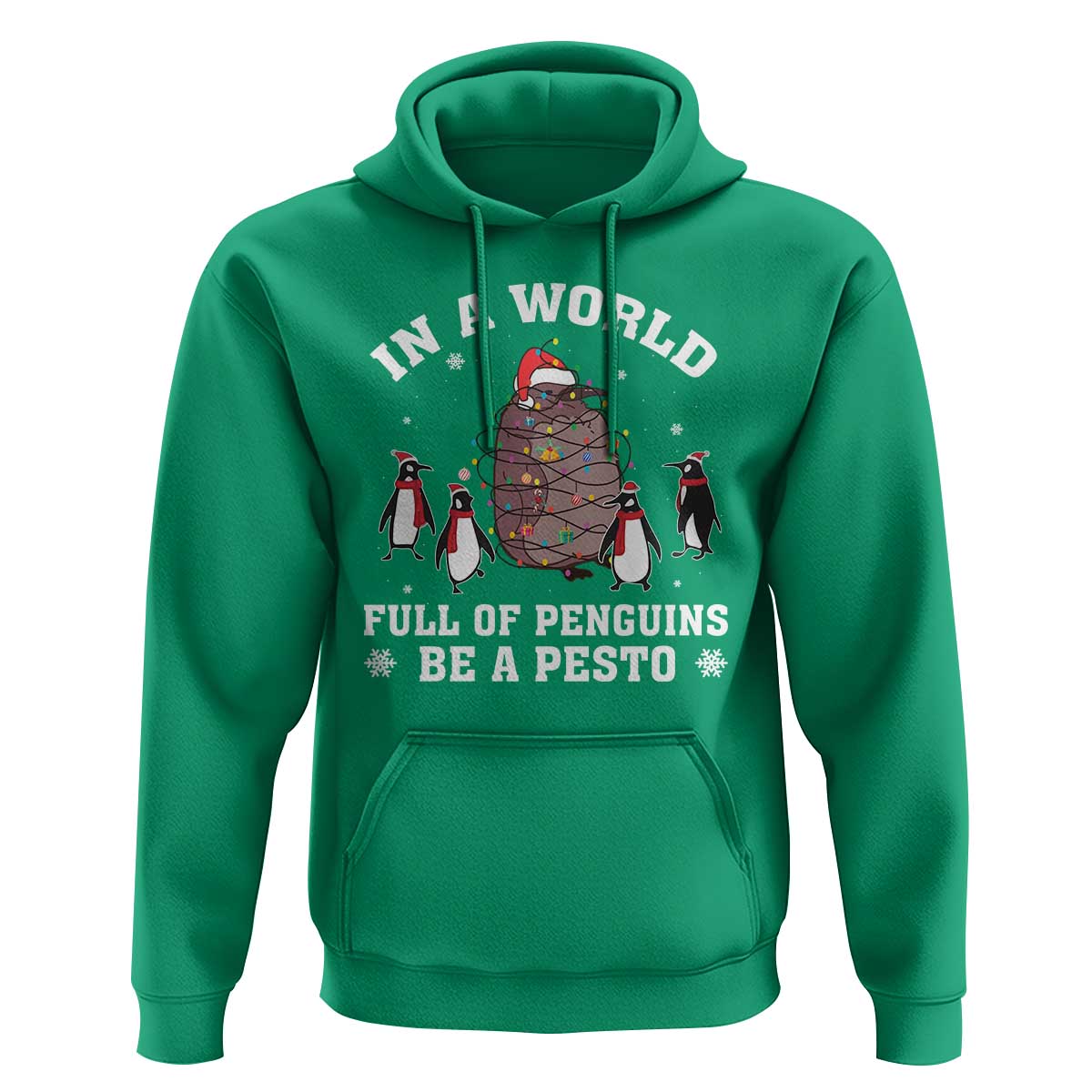 Funny Pesto Christmas Penguin Hoodie In A World Full Of Penguins Be A Pesto Xmas Santa Hat
