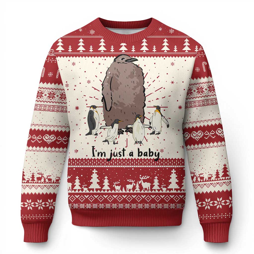 Funny Pesto The Penguin Ugly Christmas Sweater I'm Just A Baby Meme - Wonder Print Shop