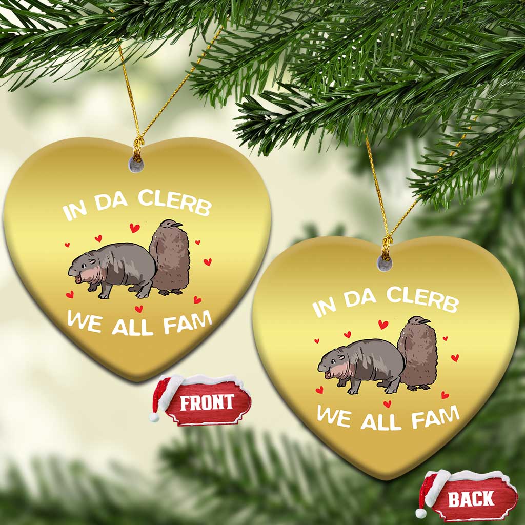 Funny Moo Deng Pesto Penguin Christmas Ornament In Da Clerb We All Fam Hearts - Wonder Print Shop