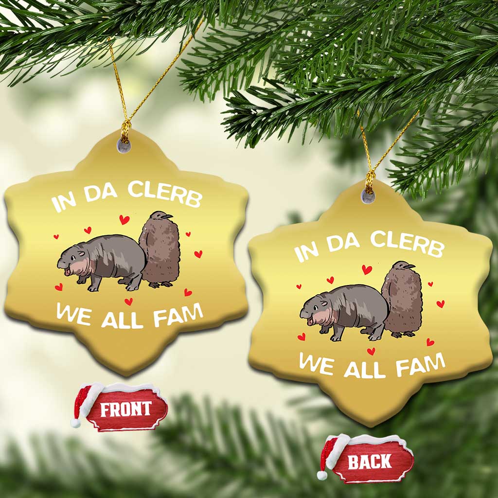 Funny Moo Deng Pesto Penguin Christmas Ornament In Da Clerb We All Fam Hearts - Wonder Print Shop