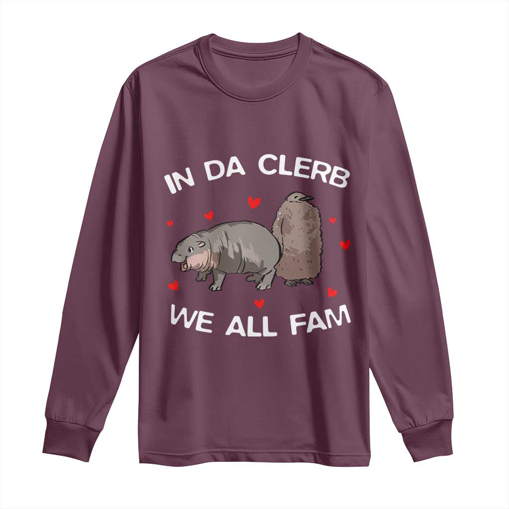 Funny Moo Deng Pesto Penguin Long Sleeve Shirt In Da Clerb We All Fam Hearts