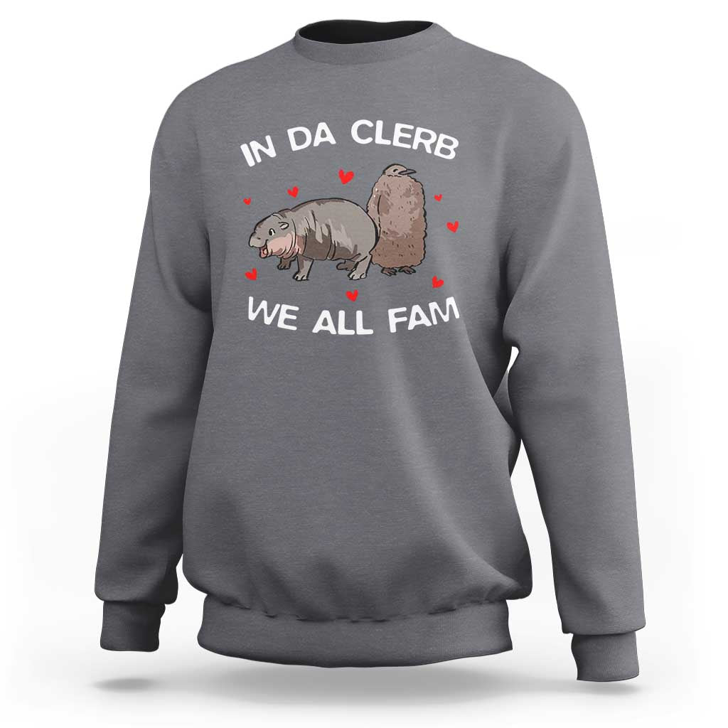 Funny Moo Deng Pesto Penguin Sweatshirt In Da Clerb We All Fam Hearts - Wonder Print Shop