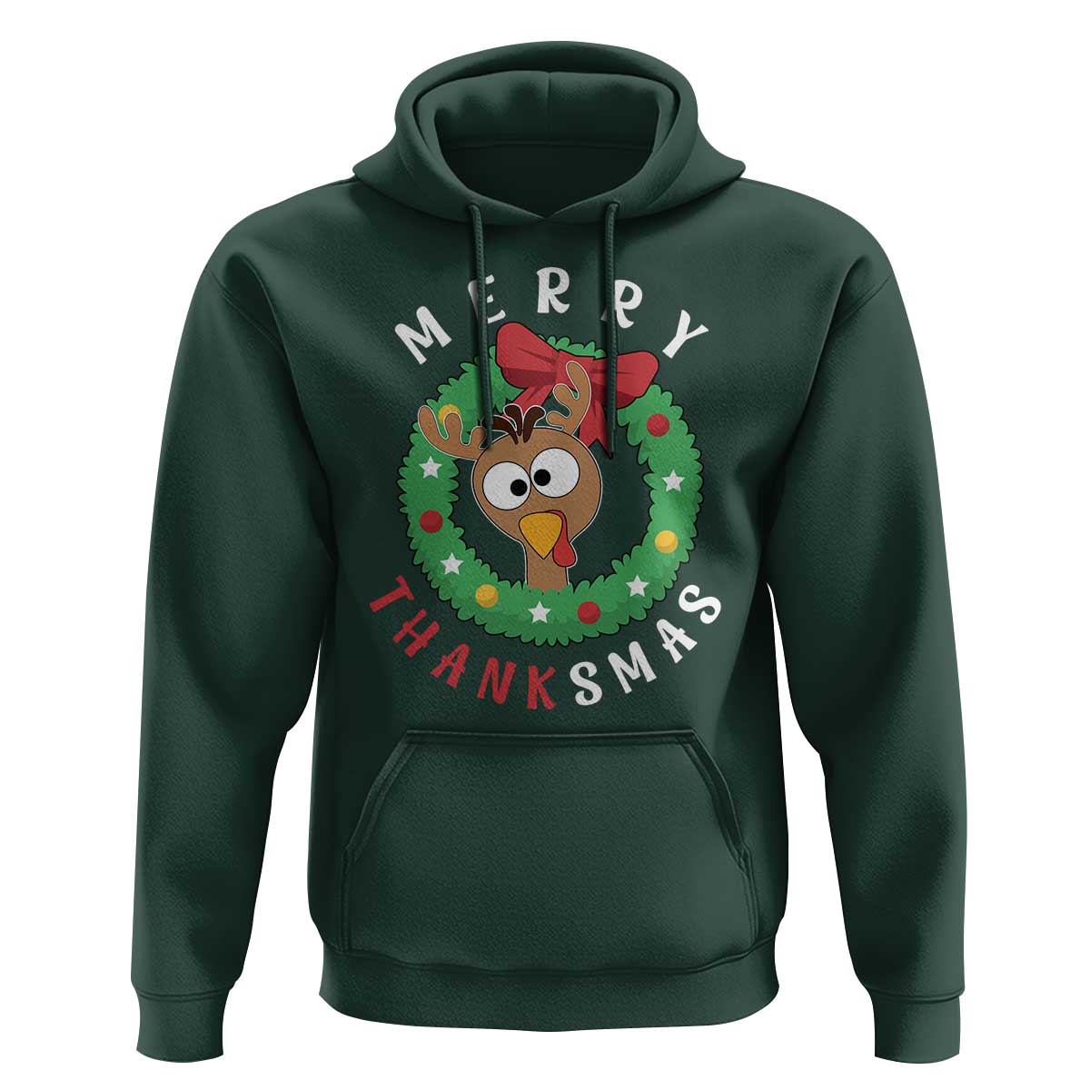 Funny Thanksgiving Christmas Hoodie Merry Thanksmas Turkey Reindeer Antler