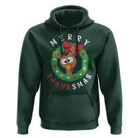Funny Thanksgiving Christmas Hoodie Merry Thanksmas Turkey Reindeer Antler