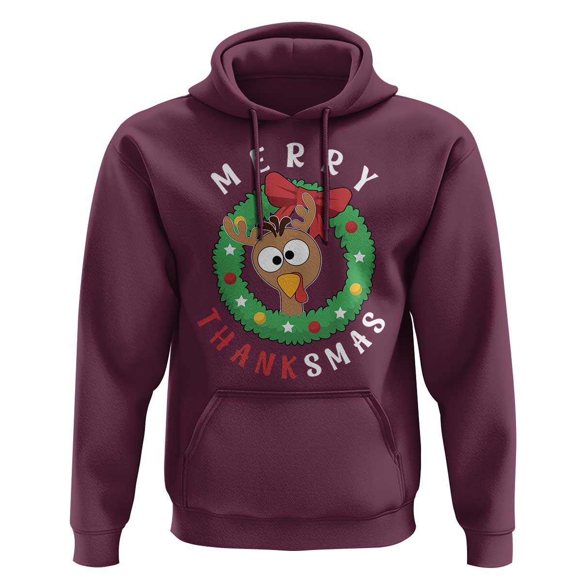 Funny Thanksgiving Christmas Hoodie Merry Thanksmas Turkey Reindeer Antler
