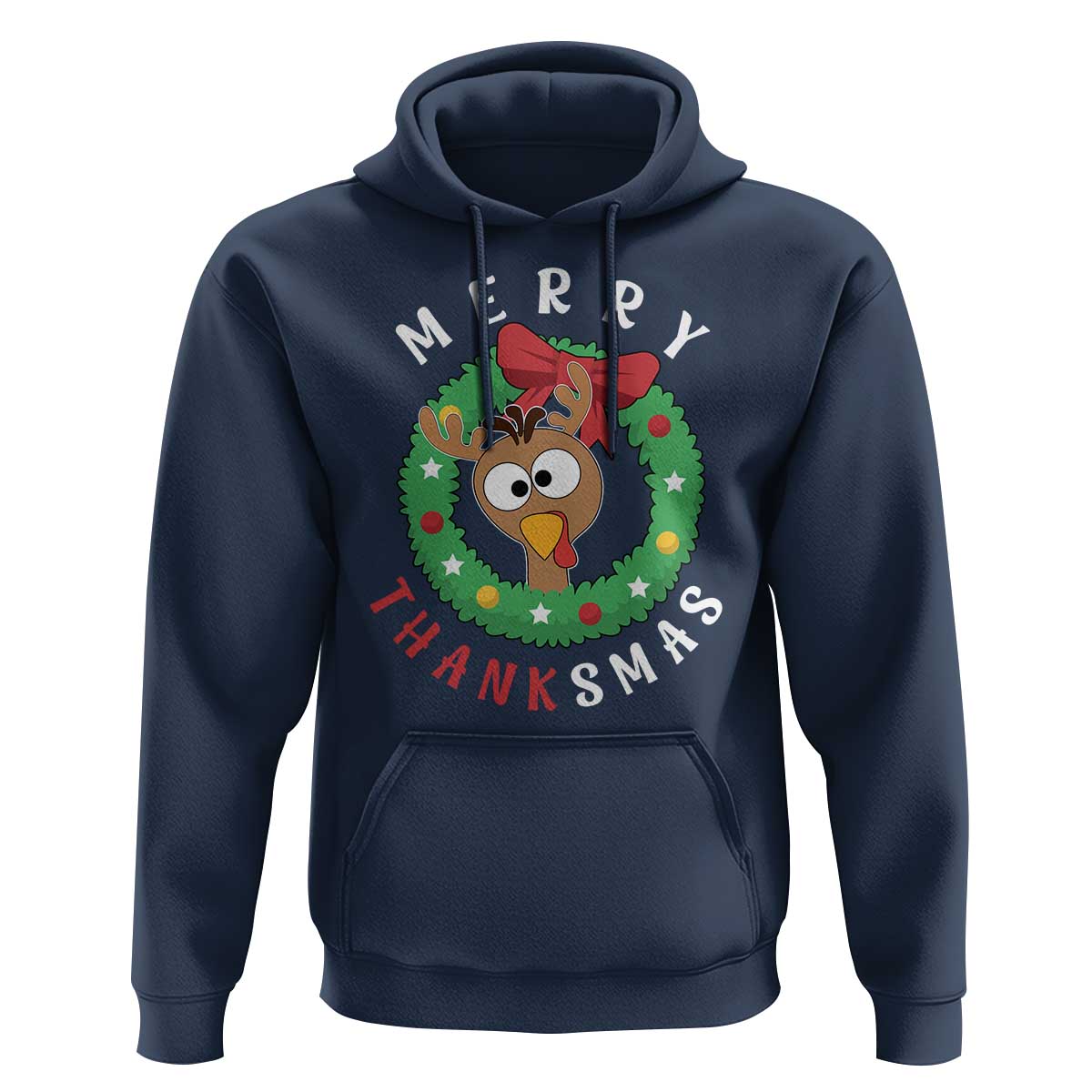 Funny Thanksgiving Christmas Hoodie Merry Thanksmas Turkey Reindeer Antler