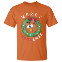 Funny Thanksgiving Christmas T Shirt Merry Thanksmas Turkey Reindeer Antler - Wonder Print Shop