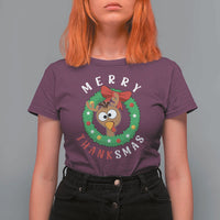 Funny Thanksgiving Christmas T Shirt For Women Merry Thanksmas Turkey Reindeer Antler - Wonder Print Shop