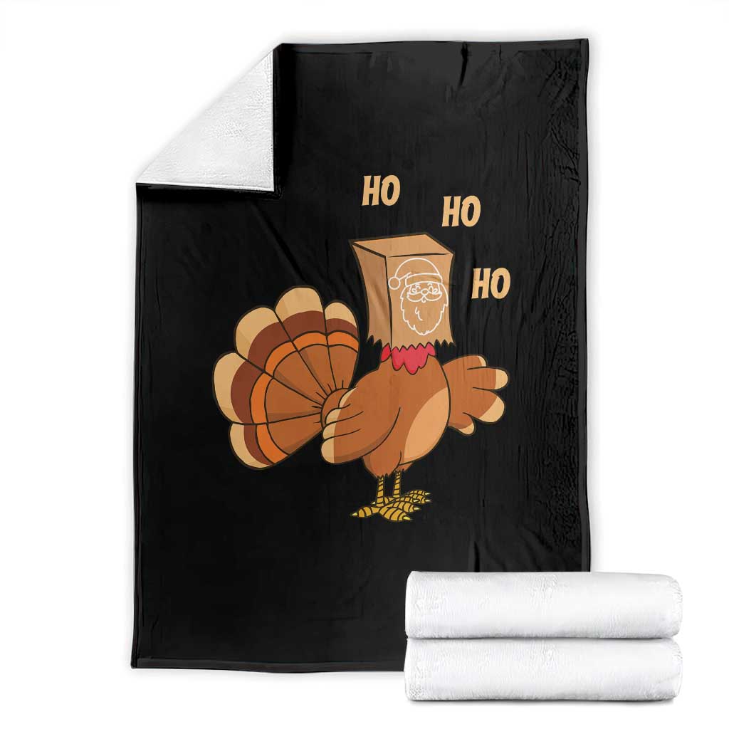 Funny Thanksgiving Christmas Triple Ho Santa Turkey Throw Blanket - Wonder Print Shop