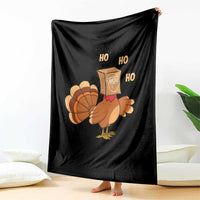 Funny Thanksgiving Christmas Triple Ho Santa Turkey Throw Blanket - Wonder Print Shop