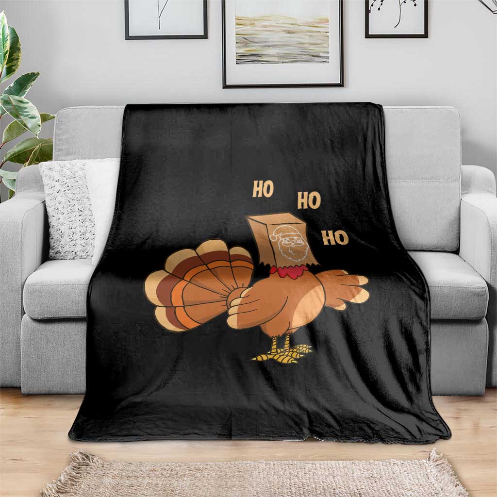 Funny Thanksgiving Christmas Triple Ho Santa Turkey Throw Blanket - Wonder Print Shop