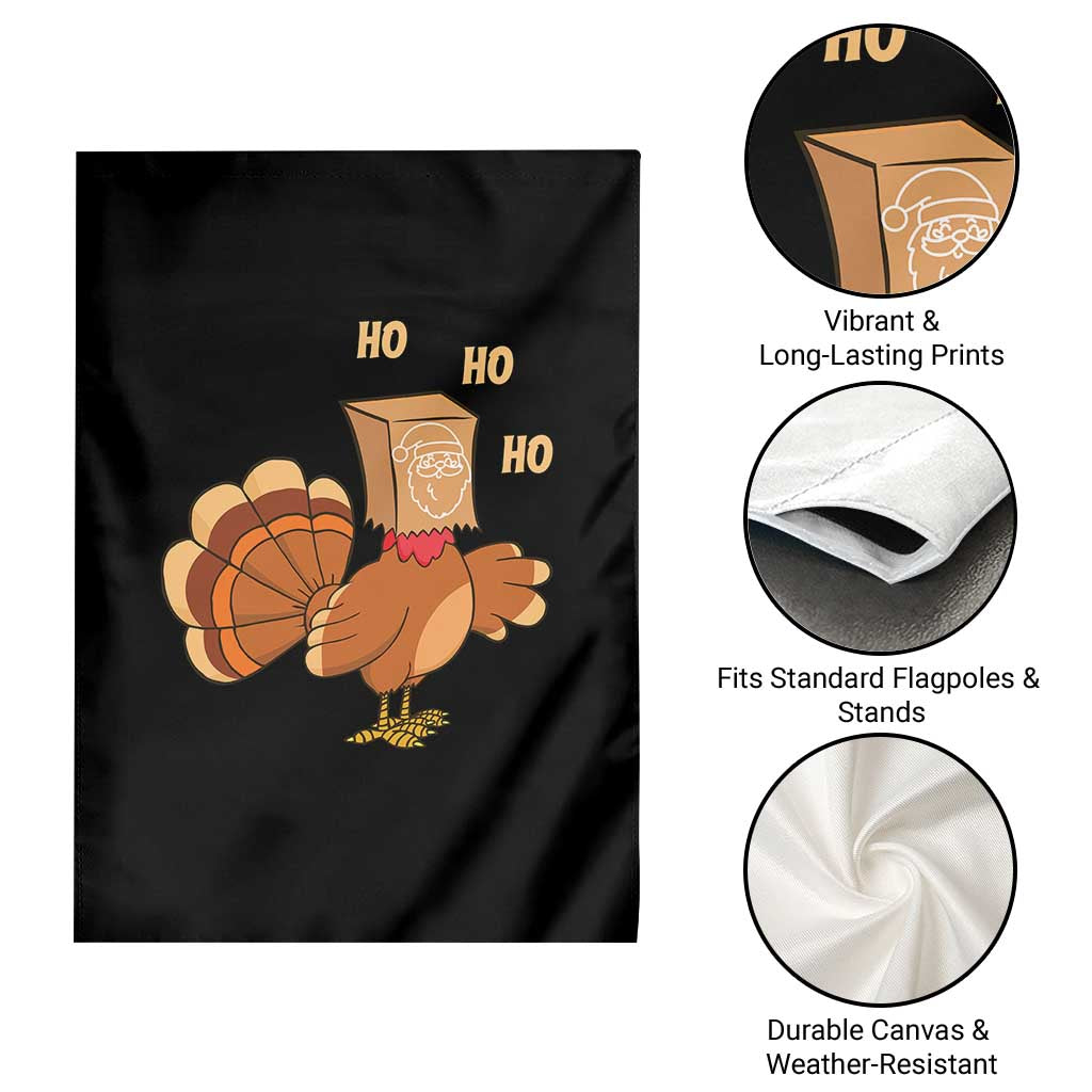 Funny Thanksgiving Christmas Triple Ho Santa Turkey Garden Flag - Wonder Print Shop