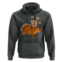 Funny Thanksgiving Christmas Triple Ho Santa Turkey Hoodie TS11