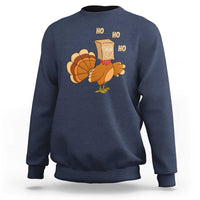 Funny Thanksgiving Christmas Triple Ho Santa Turkey Sweatshirt - Wonder Print Shop