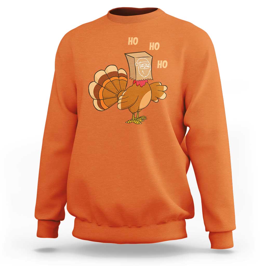Funny Thanksgiving Christmas Triple Ho Santa Turkey Sweatshirt - Wonder Print Shop