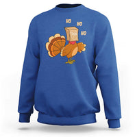 Funny Thanksgiving Christmas Triple Ho Santa Turkey Sweatshirt - Wonder Print Shop