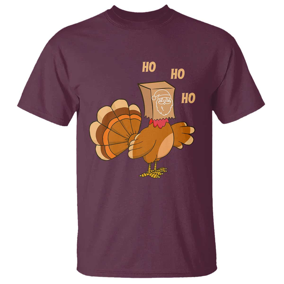 Funny Thanksgiving Christmas Triple Ho Santa Turkey T Shirt - Wonder Print Shop