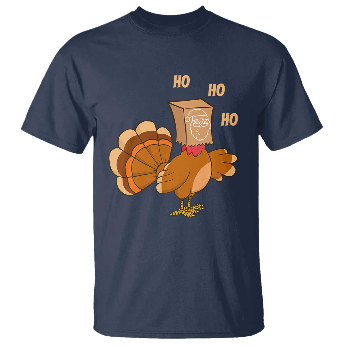 Funny Thanksgiving Christmas Triple Ho Santa Turkey T Shirt - Wonder Print Shop