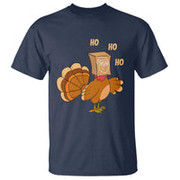 Funny Thanksgiving Christmas Triple Ho Santa Turkey T Shirt - Wonder Print Shop