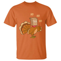 Funny Thanksgiving Christmas Triple Ho Santa Turkey T Shirt - Wonder Print Shop