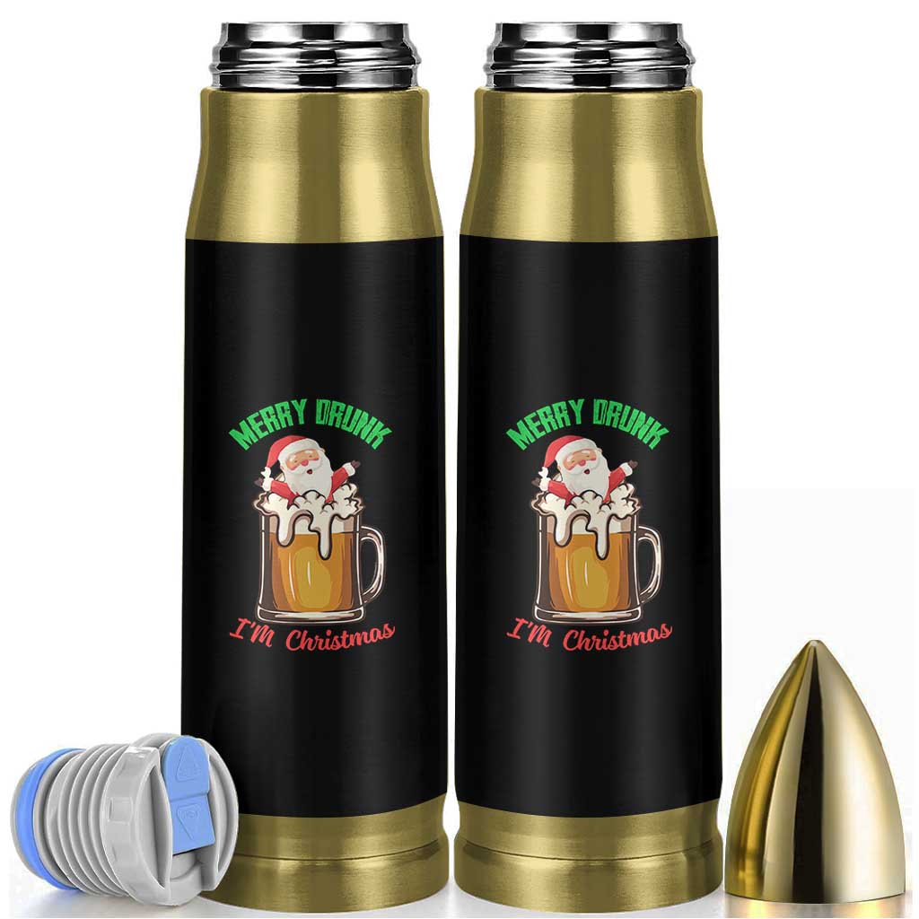 Funny Christmas Beer Bullet Tumbler Merry Drunk I'm Xmas Wasted Santa - Wonder Print Shop