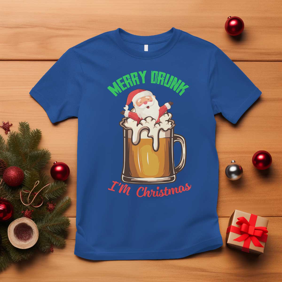 Funny Christmas Beer T Shirt Merry Drunk I'm Xmas Wasted Santa - Wonder Print Shop