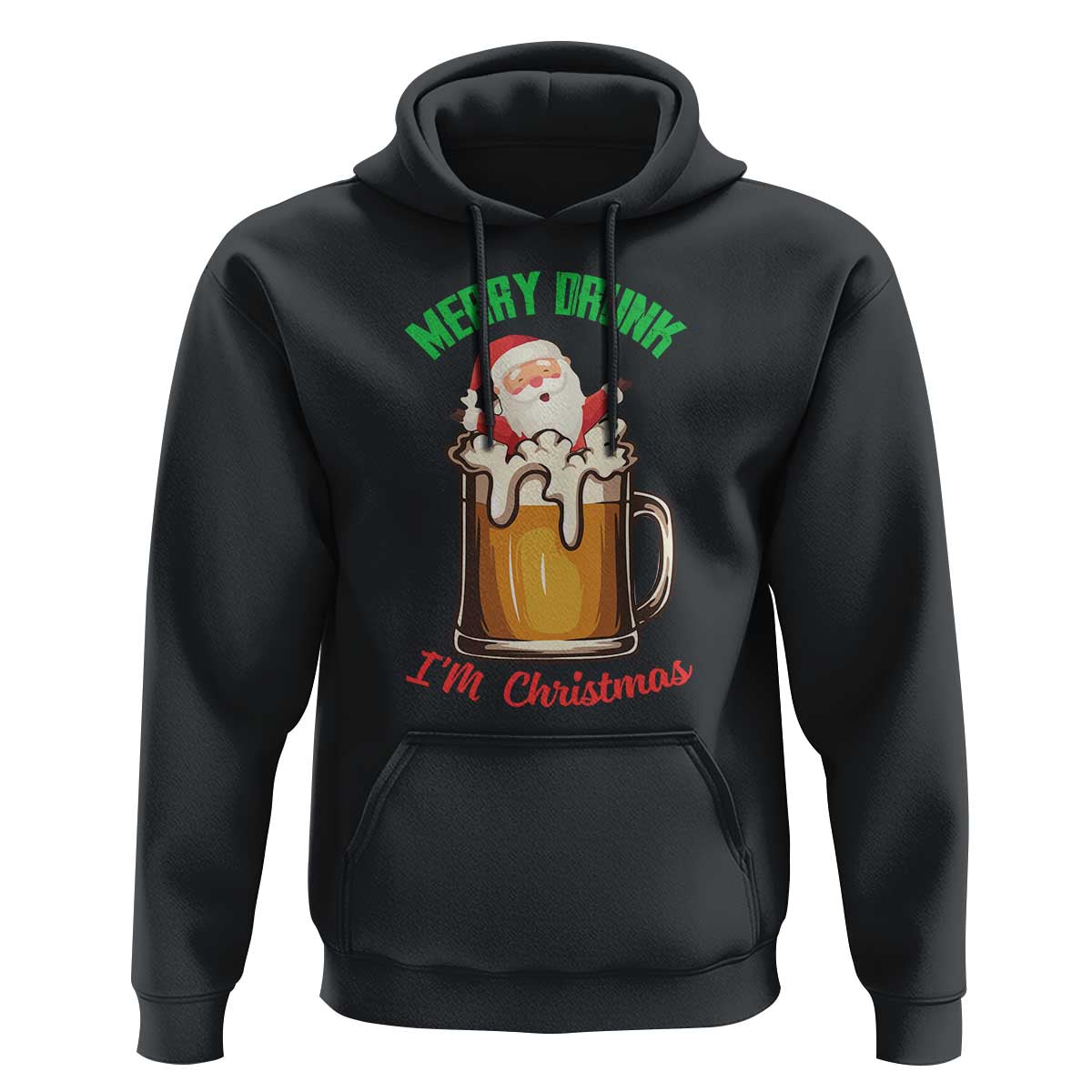 Funny Christmas Beer Hoodie Merry Drunk I'm Xmas Wasted Santa