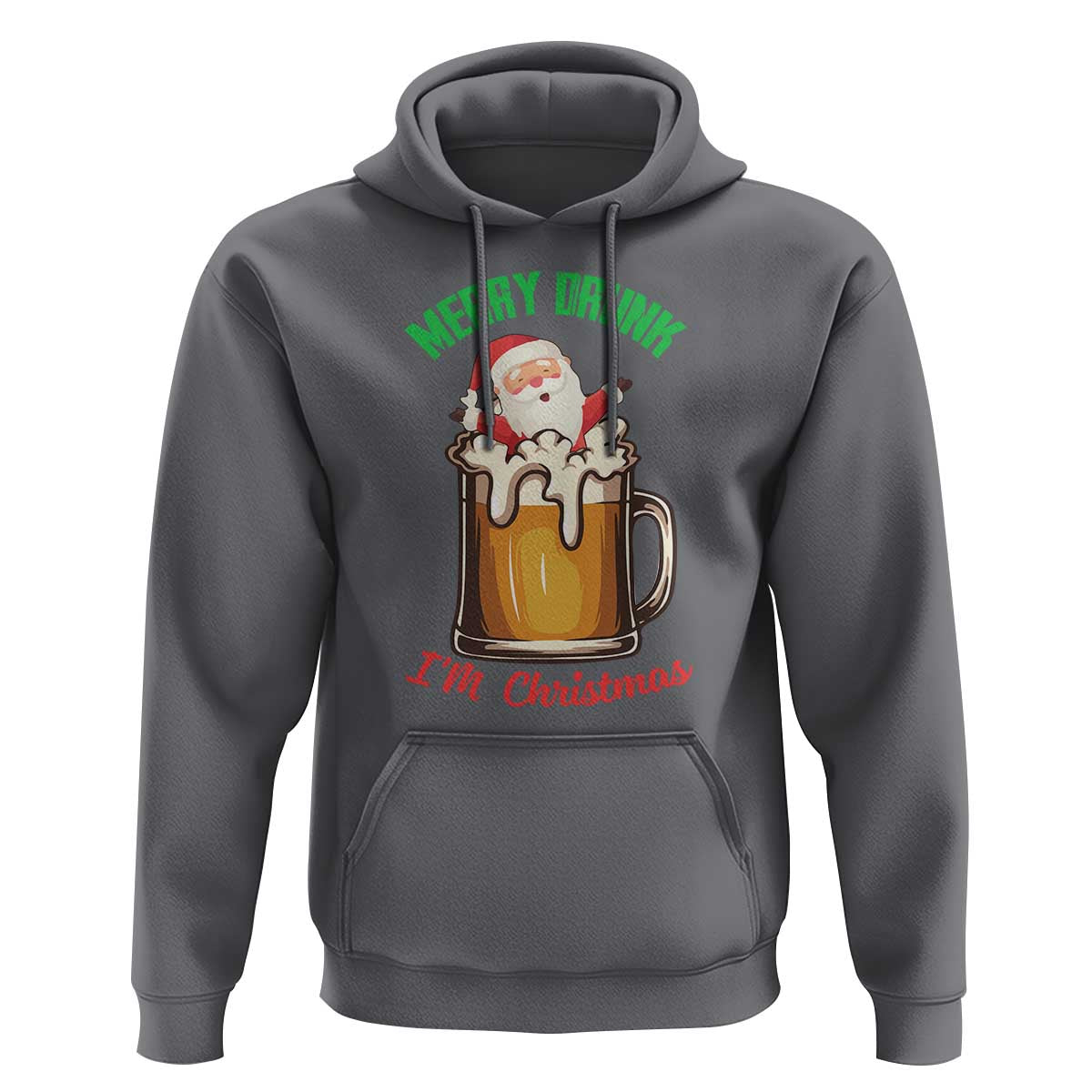 Funny Christmas Beer Hoodie Merry Drunk I'm Xmas Wasted Santa