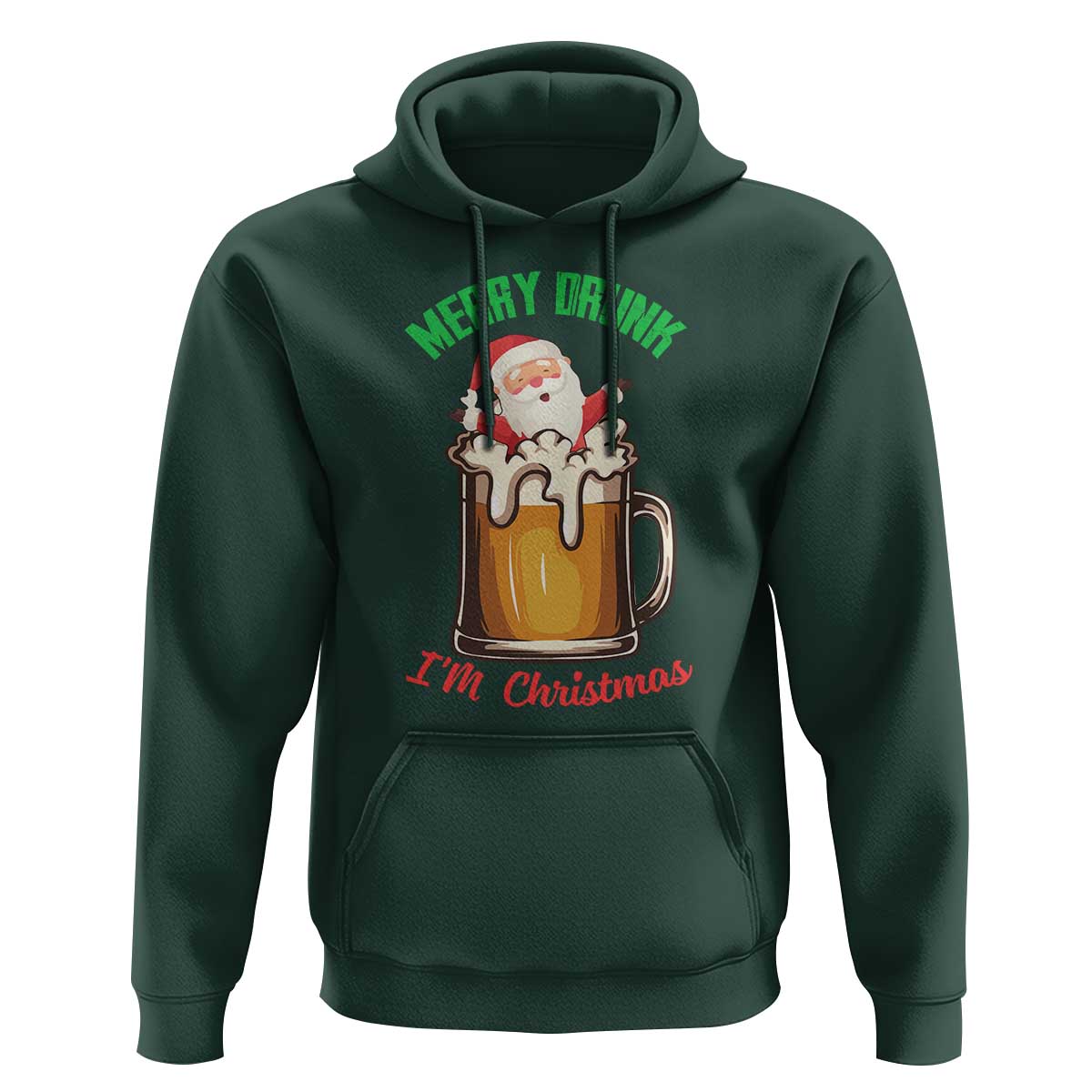Funny Christmas Beer Hoodie Merry Drunk I'm Xmas Wasted Santa