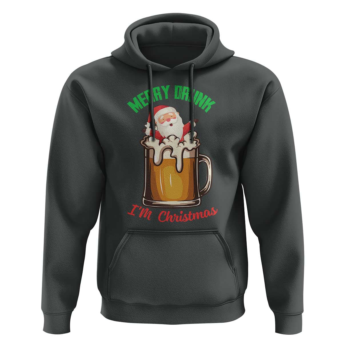 Funny Christmas Beer Hoodie Merry Drunk I'm Xmas Wasted Santa