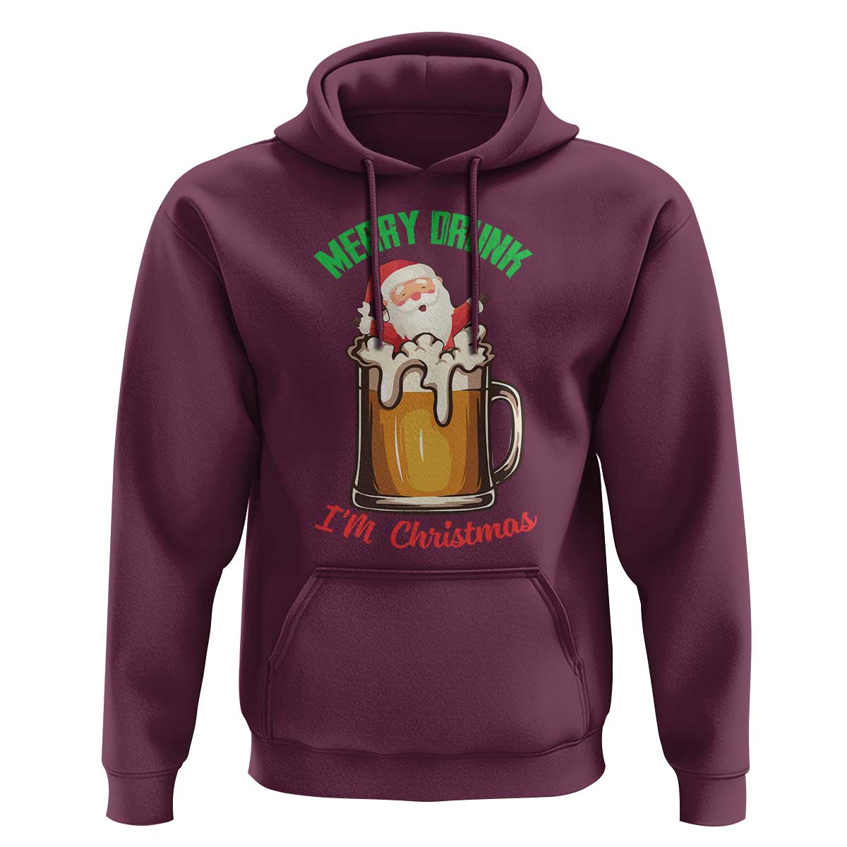 Funny Christmas Beer Hoodie Merry Drunk I'm Xmas Wasted Santa