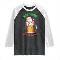 Funny Christmas Beer Raglan Shirt Merry Drunk I'm Xmas Wasted Santa - Wonder Print Shop