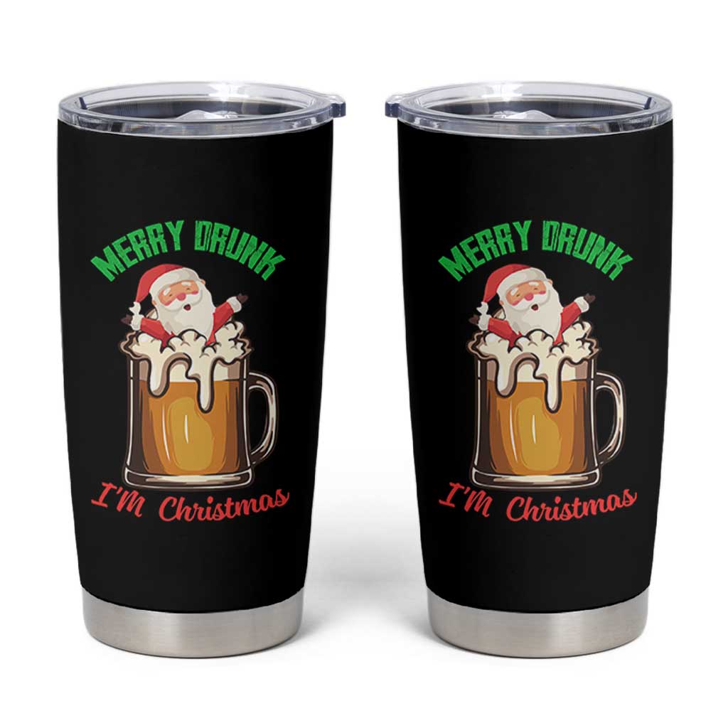 Funny Christmas Beer Tumbler Cup Merry Drunk I'm Xmas Wasted Santa - Wonder Print Shop
