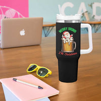 Funny Christmas Beer Tumbler With Handle Merry Drunk I'm Xmas Wasted Santa - Wonder Print Shop