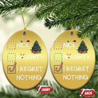 Funny Nice Naughty And I Regret Nothing Xmas List Christmas Ornament Xmas Tree Candy Cane - Wonder Print Shop