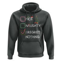 Funny Nice Naughty And I Regret Nothing Christmas List Hoodie Christmas Tree Candy Cane