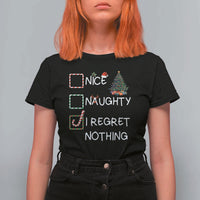 Funny Nice Naughty And I Regret Nothing Christmas List T Shirt For Women Christmas Tree Candy Cane - Wonder Print Shop