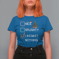 Funny Nice Naughty And I Regret Nothing Christmas List T Shirt For Women Christmas Tree Candy Cane - Wonder Print Shop