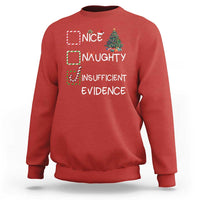 Funny Nice Naughty Insufficient Evidence Sweatshirt Christmas Tree Candy Cane - Wonder Print Shop