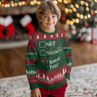 Funny Nice Naughty I Swear I Tried Ugly Christmas Sweater Xmas Tree Candy Cane - Wonder Print Shop